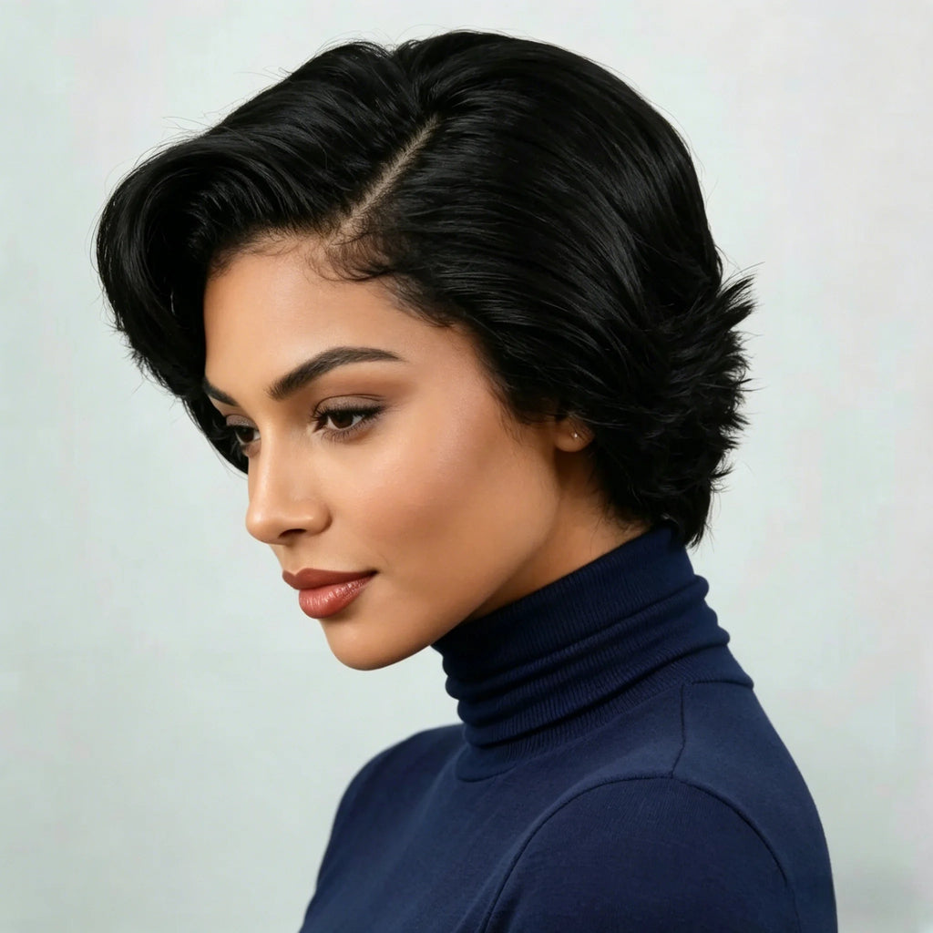 Pixie Cut Straight Brazilian Human Hair Wigs 13x4 Lace Frontal Hair Wig Short Bob Hair Wig 180% density
