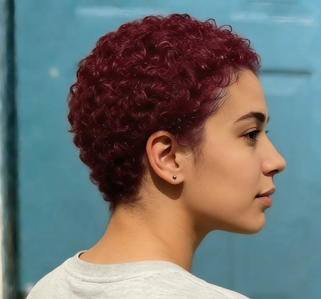Short Curly Pixie Cut Wigs for Women Human Hair Full Machine Made 99j Color Pixie Cut Wig Easy to Style Celebrity Inspired