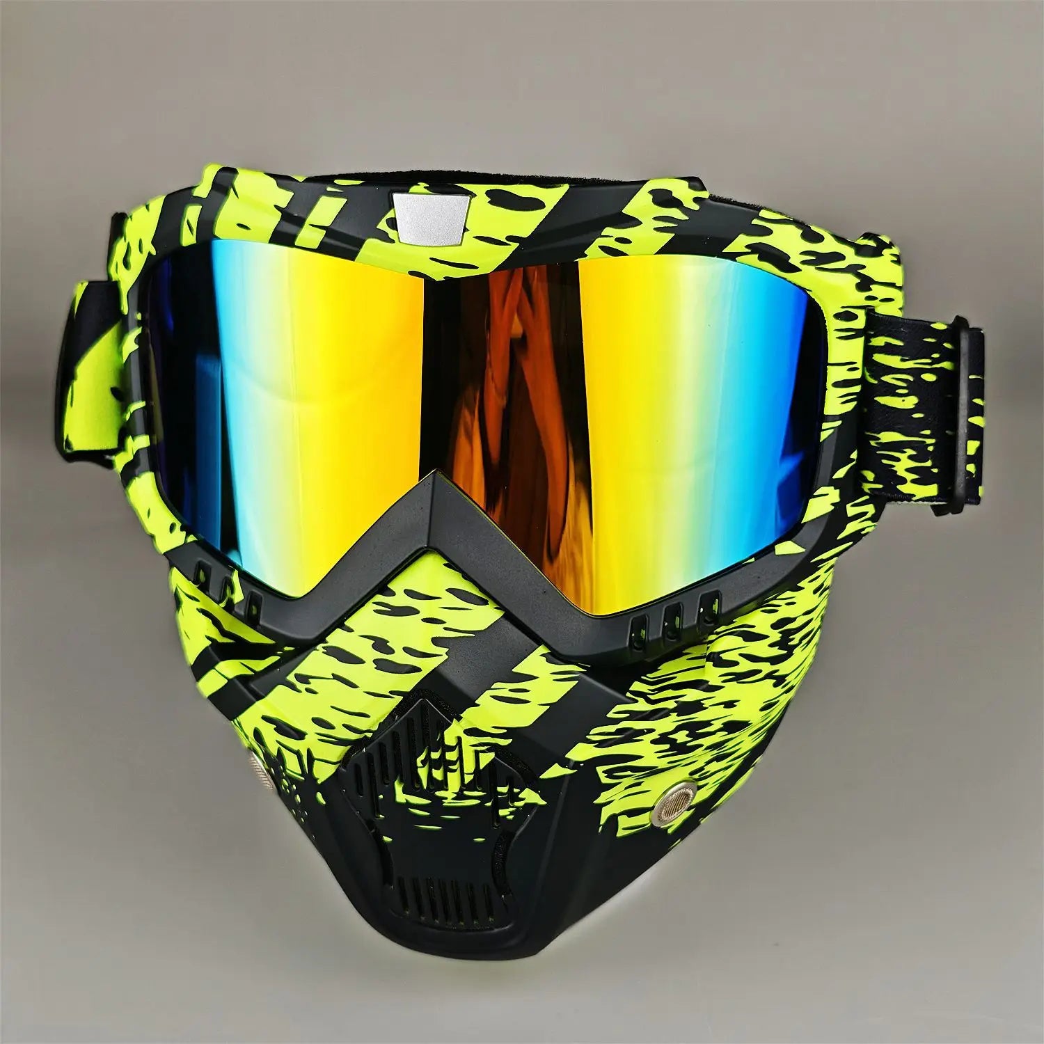Motorcycle Glasses Riding Glases with Removable Face Mask, Removable Anti-fog Glasses, Mouth Filter, Adjustable Anti-slip Strap