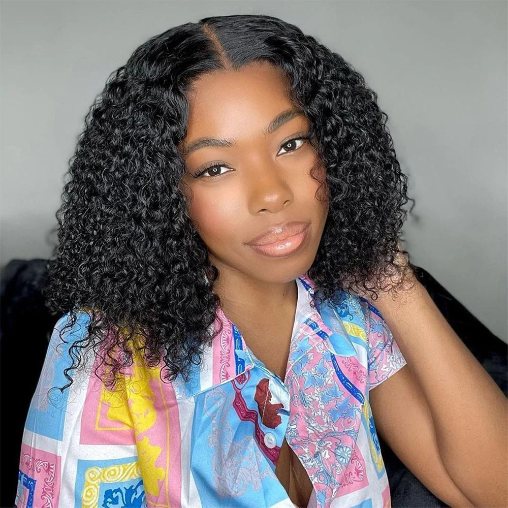 200 Density Remy Water Wave Curly Short Bob Wig Deep Wave 13x4 Lace Frontal Human Hair Wigs Cheap Wigs For Women 8-14 Inches