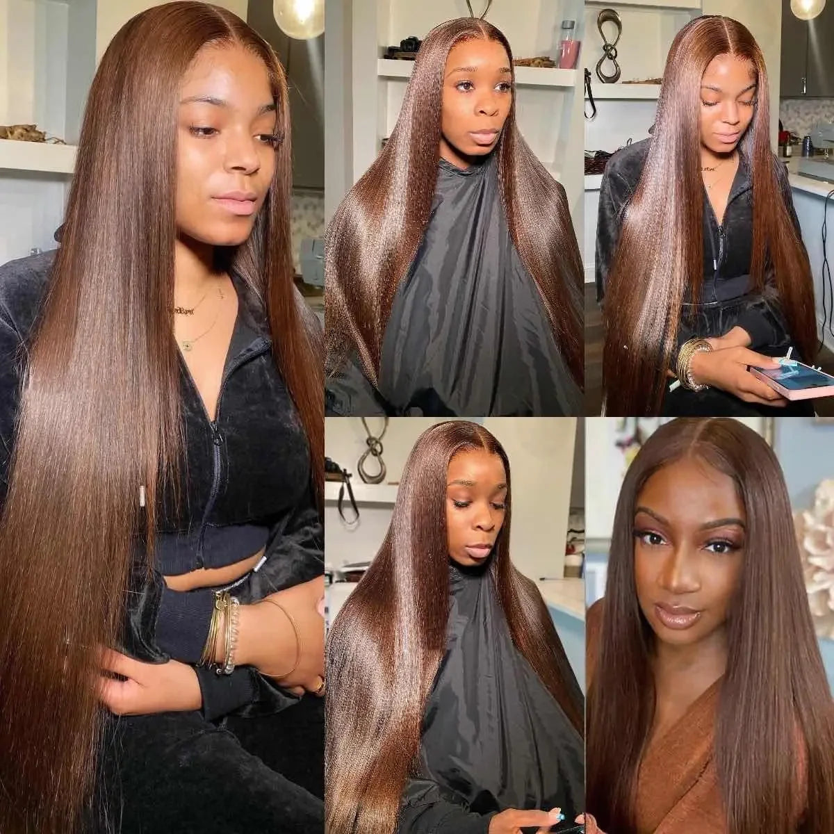 30 36 Inch Chocolate Brown 13x4 Straight Human Hair Lace Front Wig Brazilian Colored 13X6 Transparent Lace Frontal Wig For Women