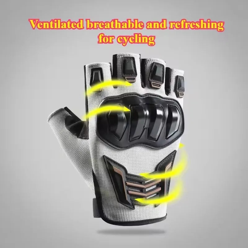 Breathable Motorcycle Gloves Half Finger Wear-Resistant Anti-Slip Racing for Outdoor Cycling Electric Bike Anti-Fall Protection
