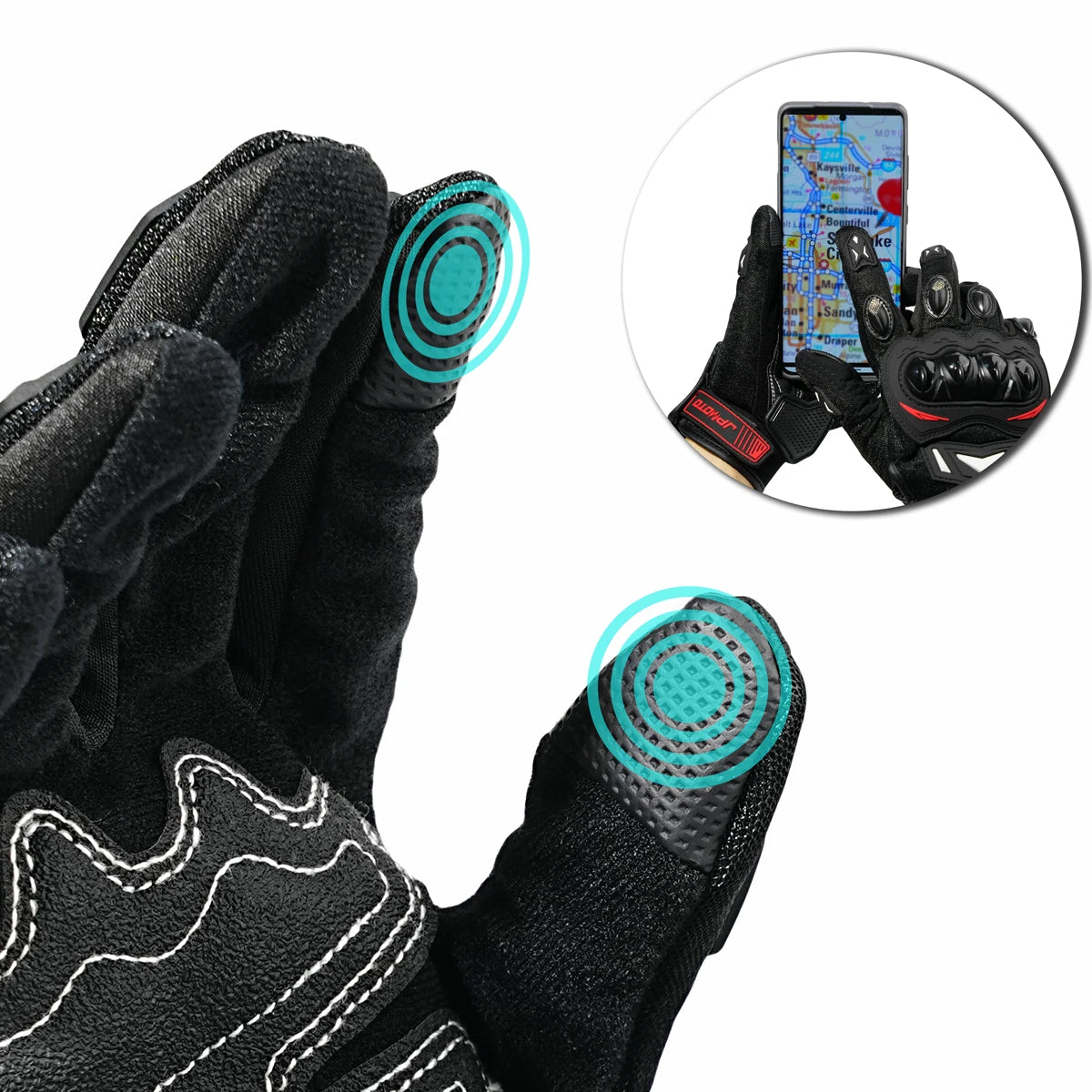 Motorcycle gloves for summer riding with touch-sensitive mesh, hard knuckle protection, full-hand design, suitable for off-road