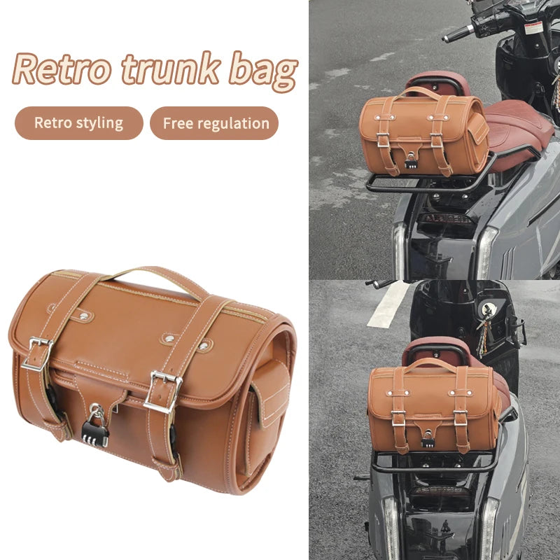 Motorcycle Rear End Bag mopeds Retro Bag Retro Style Back Seat Leather Waterproof bag Moto Acessorios Highcapacity Universal
