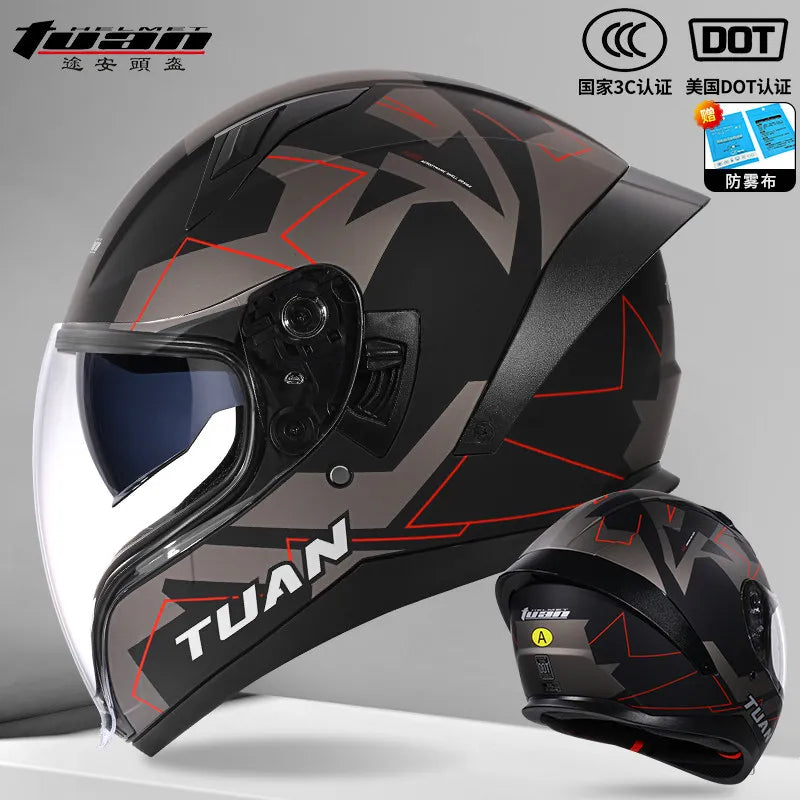 Motorcycle Helmet DOT Certified Double Mirror Drinking Water High Value Cycling Locomotive Full Helmet Ride
