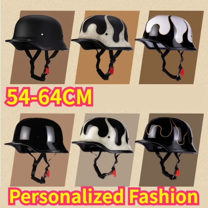 Retro German Vintage Motorcycle Half Face Helmet Casco Moto Capacete Casque Moto Motorradhelm 헬멧 Motorbike Scooter Riding Helmet
