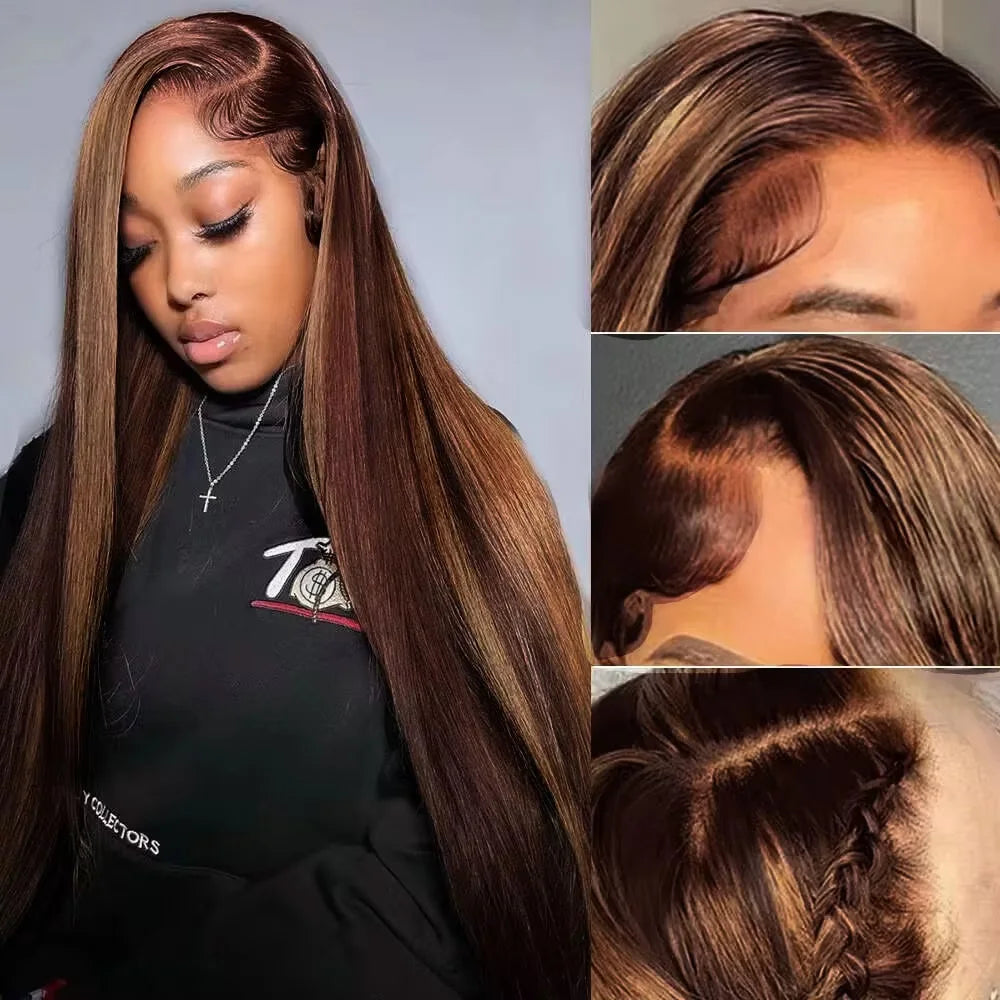 40 46 Inch Straight Wigs Highlight Colorful Human Hair 13x4 13x6 HD Transparent Lace Front Wig FB/30 Pre Plucked Brazilian Wigs