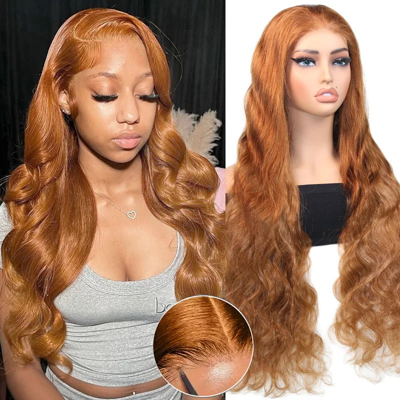 Burgundy Pre Cut Lace Body Wave Wig Glueless Lace Frontal Wig Human Hair Wigs Ginger Blonde Ready To Go 9X6 Lace Wig Pre Plucked