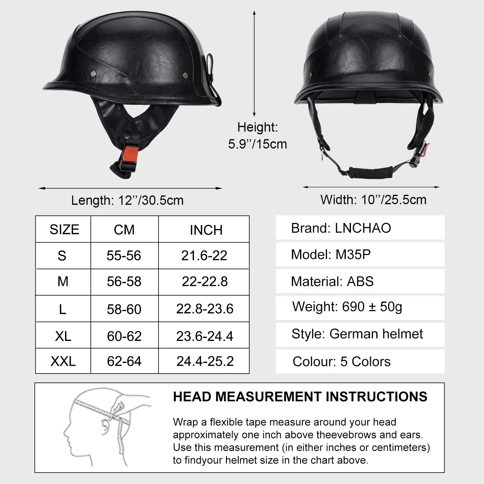 German Half Helmet Premium Vintage Open Face Motorcycle Helmet Genuine Cowhide Leather Cover DOT Certified Classic Retro Design