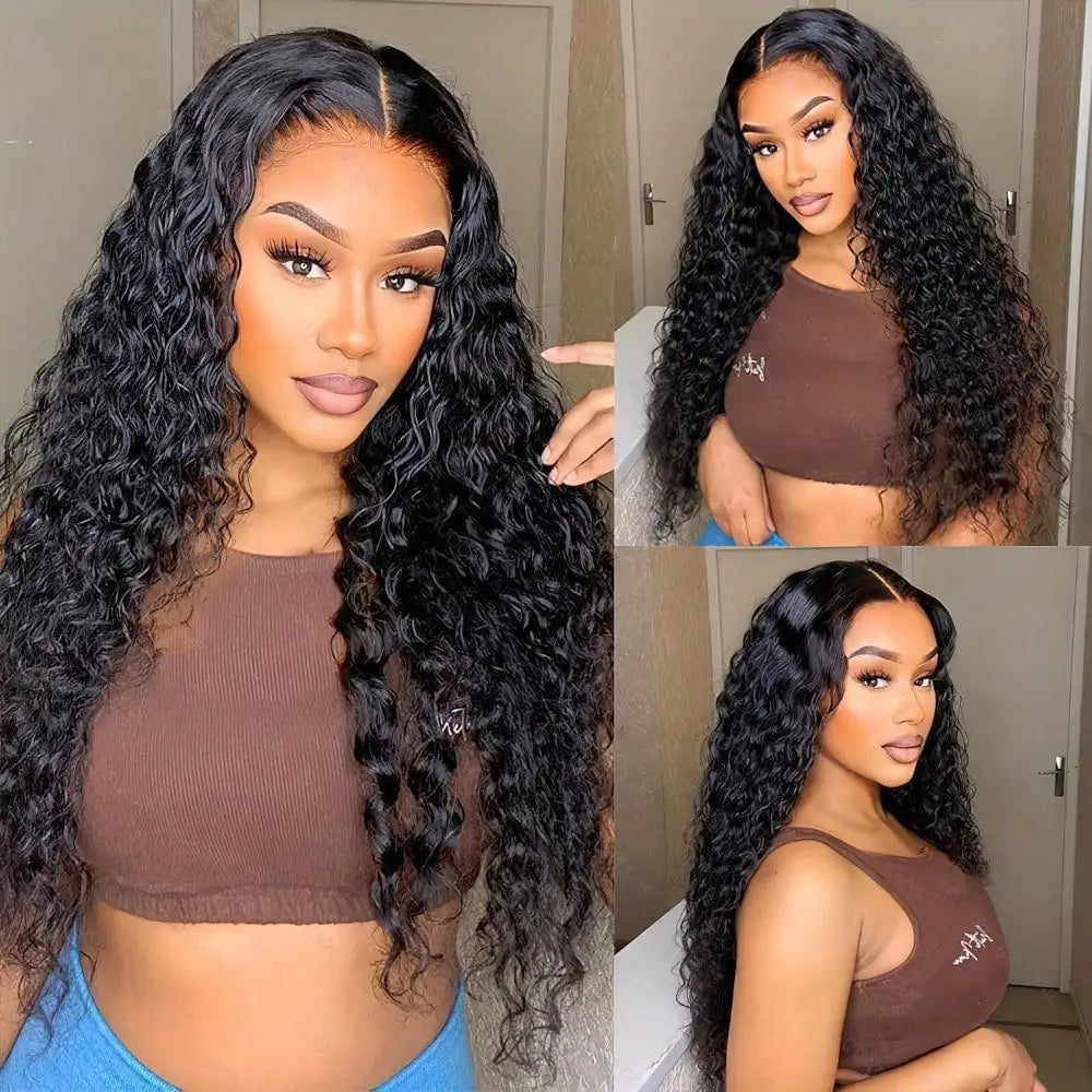 250% Density Virgin Human Hair Deep Curly 13x4 HD Transparent Lace Frontal Wig Brazilian Deep Wave Wig
