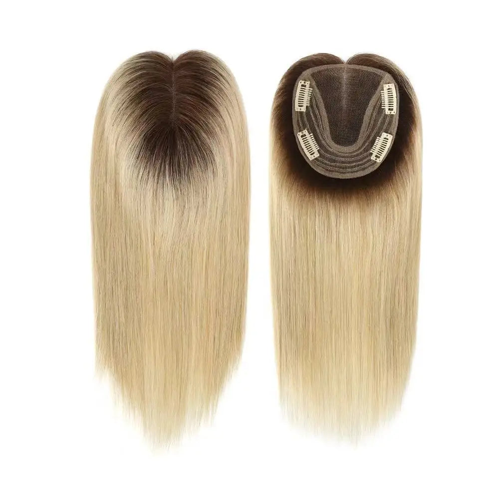 6 Colors Available Human Hair Topper Wig 4x4.5 Lace Frontal 12 Inch Hand-Tied 4 Clips 48H Ship #1B #2 #4 #613 #10/6 #613/BC Dura