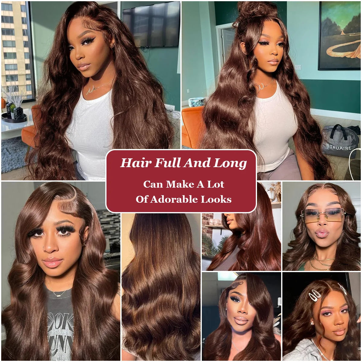 40 Inch #4 Chocolate Brown 200% Density Body Wave 13*4 13*6 HD Transparent Lace Frontal Wig Brazilian Human Hair Wigs For Women