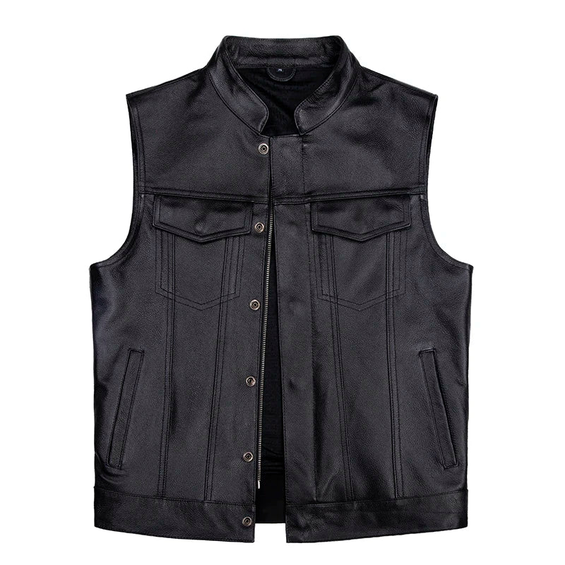 Harley Motorcycle Gang Leather Vest Top Layer Cowhide Jaet Riding Vest Genuine Leather Svel oulder Pad Youth Faion