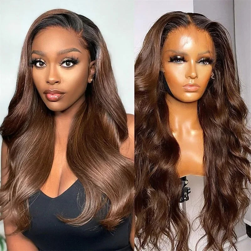 16-36 Inch Chocolate Brown Body Wave Lace Front Wigs 13x4 13x6 HD Lace Front Human Hair Brazilian Colored Lace Frontal Wig