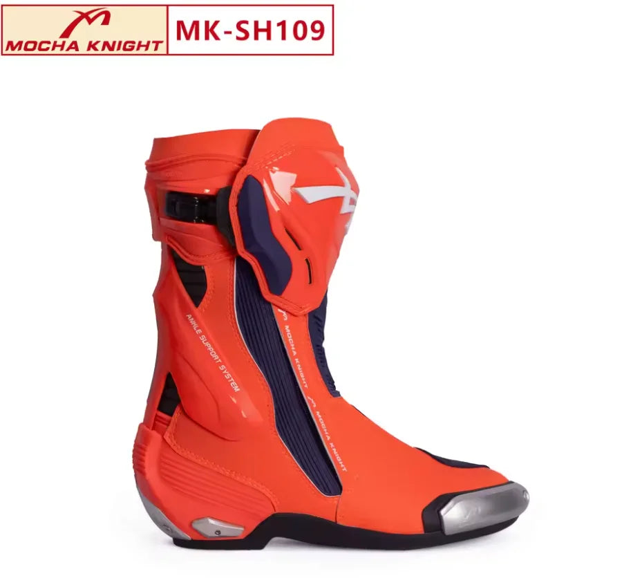 BENKIA SH109 Mocha Professional Motocross Racing Long Boots Anti Slip Motos Shoes CE Certification Motorcycle Protective Boots