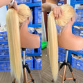 360 Lace Frontal Wig Human Hair Preplucked 613 Honey Blonde Lace Front Wig Bone  Straight Ponytail Brazilian Lace Wigs For Women