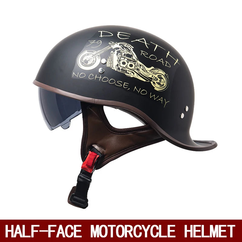 Motorcycle helmet men's summer half helmet with internal mirror personalized floating helmet safety helmet