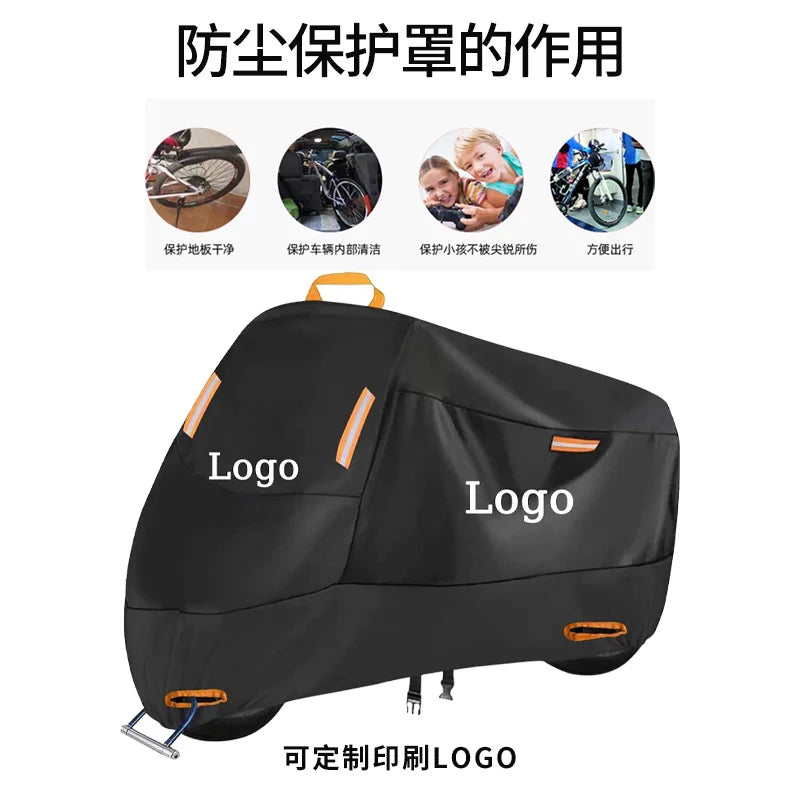 210D Silver Coated Motorcycle Cover Rainproof Sunshield Dustproof Bike Protector
