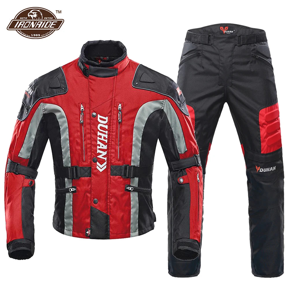 DUHAN Windproof Motocross Jacket Motorcycle Pants Men Motorcycle Jacket Wear-resistant Body Armor Moto Clothing  for Winter
