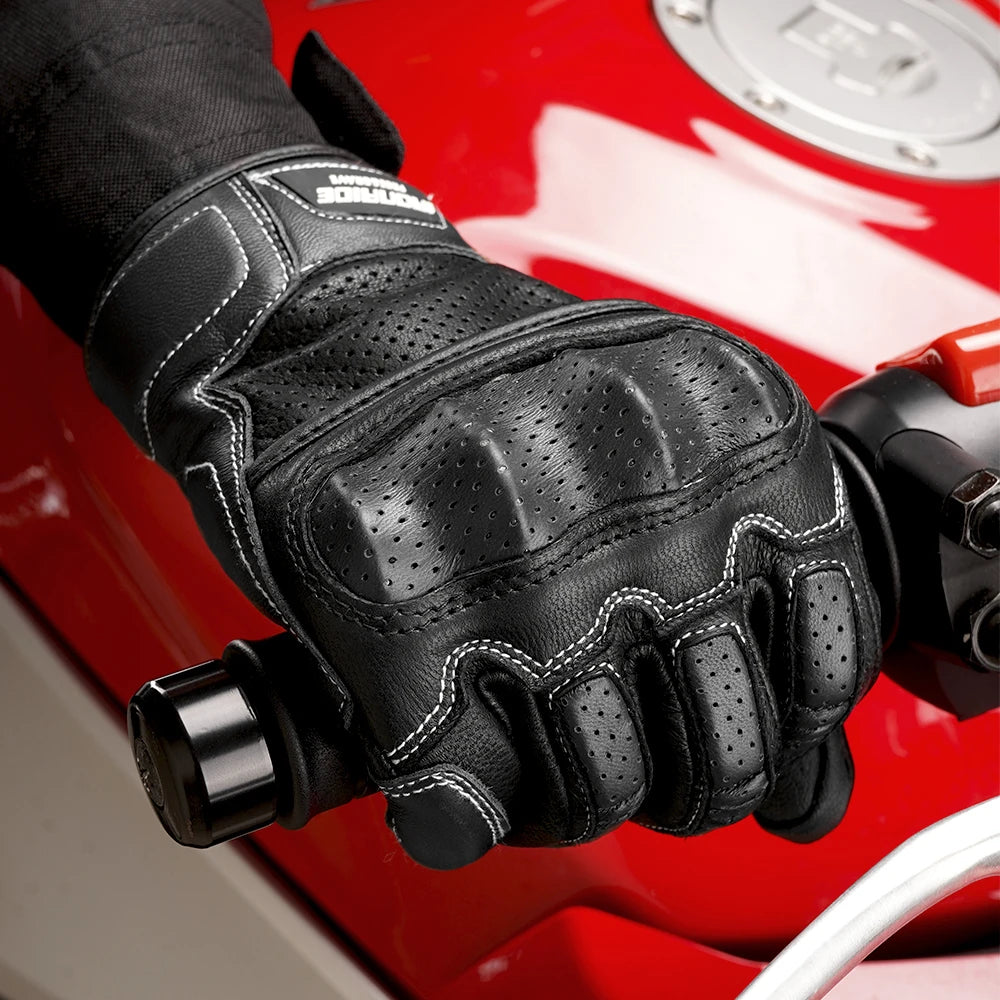 New Motorcycle Retro Leather Gloves Summer Breathable Design Unisex Vintage Riding Gear With Reinforced Stitching For Men Women