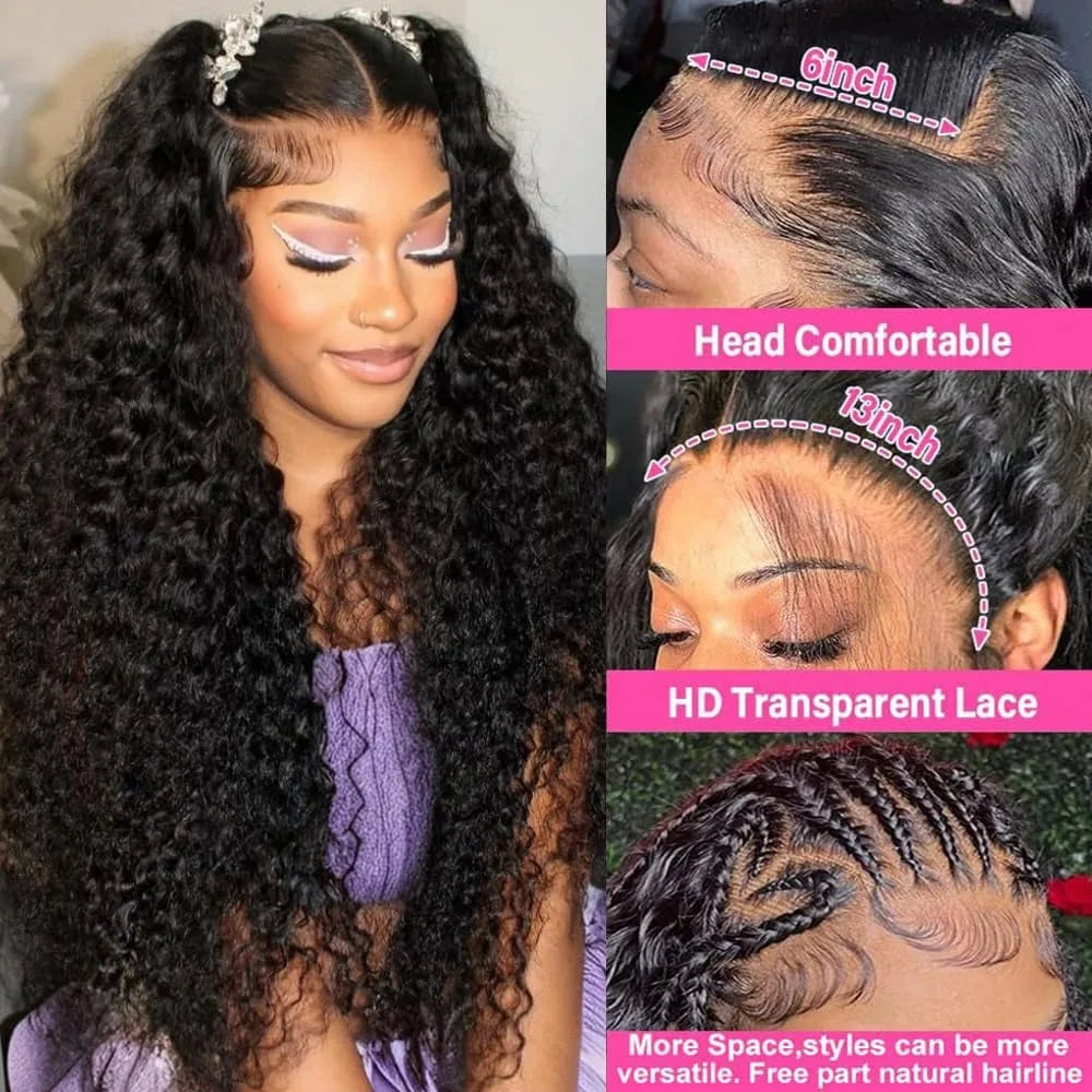200% Density Deep Wave Lace Frontal Wig 30 40 Inch 13x4 13x6 Hd Lace Front Human Hair Wigs 100% Human Hair Wig For Black Women