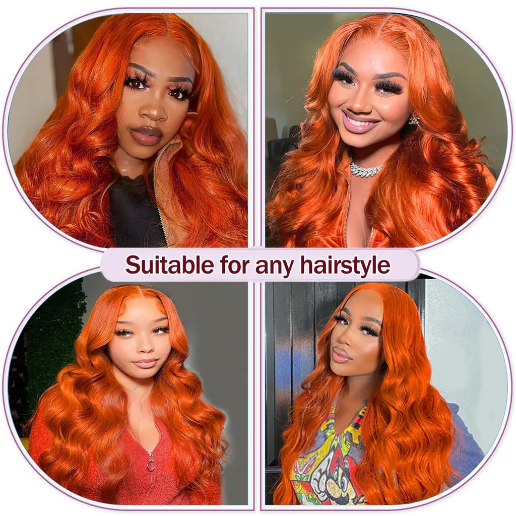 Ginger Body Wave Hd Lace Wig 13x6 Human Hair 250 Density Colored Brazilian Pre Plucke 13x6 Hd Lace Real Human Hair Wig For Women