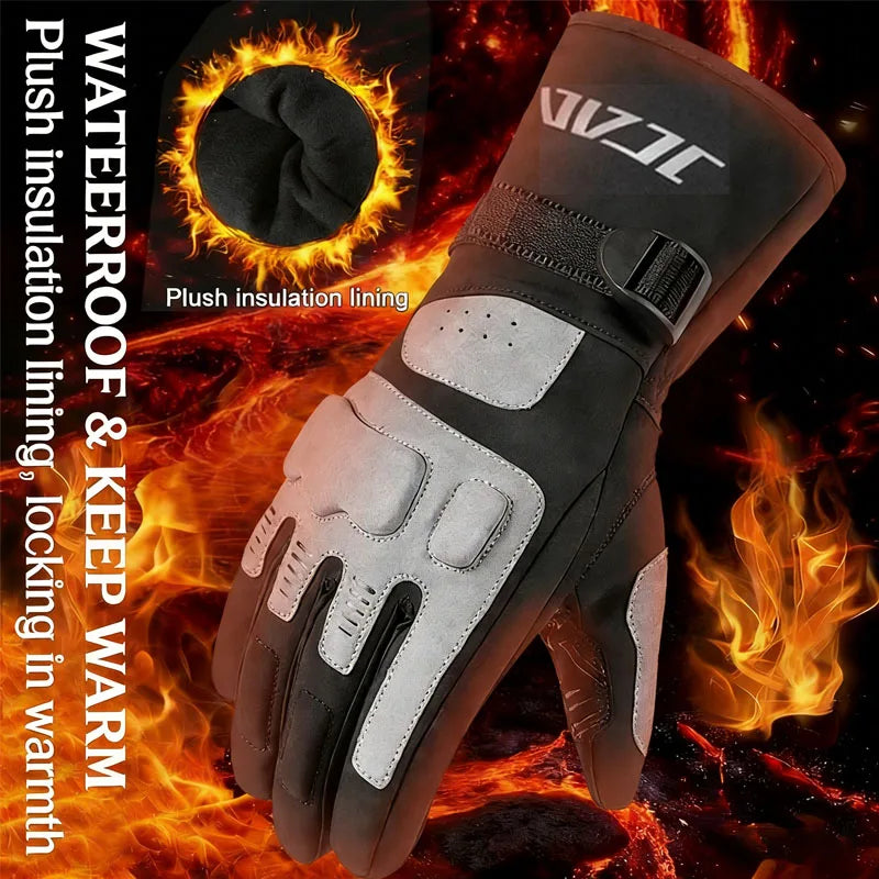 JCAA Winter Thermal Motorcycle Gloves Waterproof Windproof Warm Glove for Motorbike Riding Racing Moto Cross Cycling Accessories