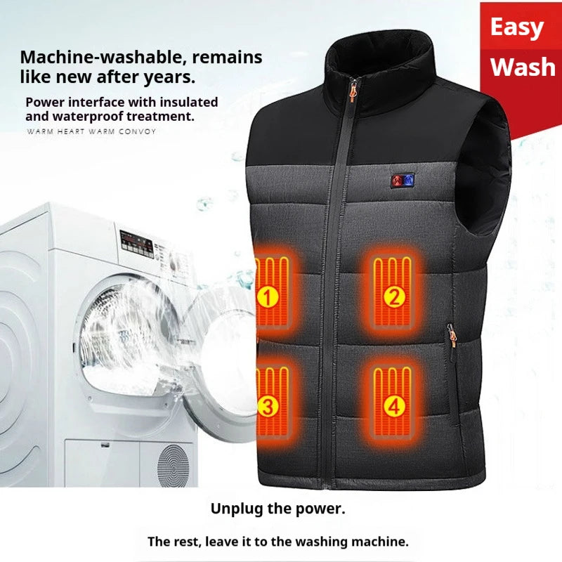 Heated Vest Unisex Charging Heating Clothing Cotton Vest 11 Zone Heating Constant Temperature Vest Motorcycle Rider Gear