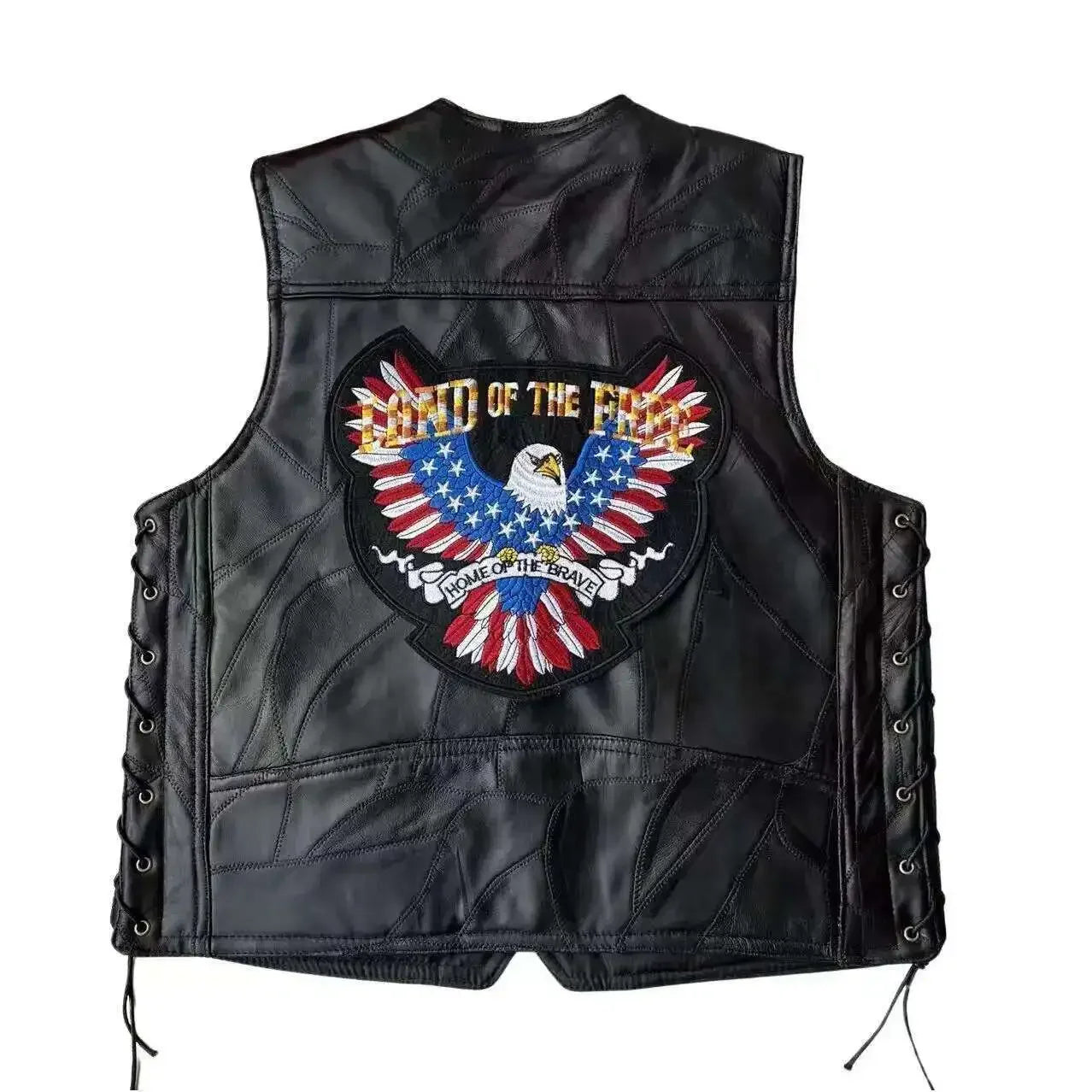 lili 123S-4XL Style American Classic Harley Motorcycle Riding Leather Vest For Men's Camisole Embroidered Badge Desig