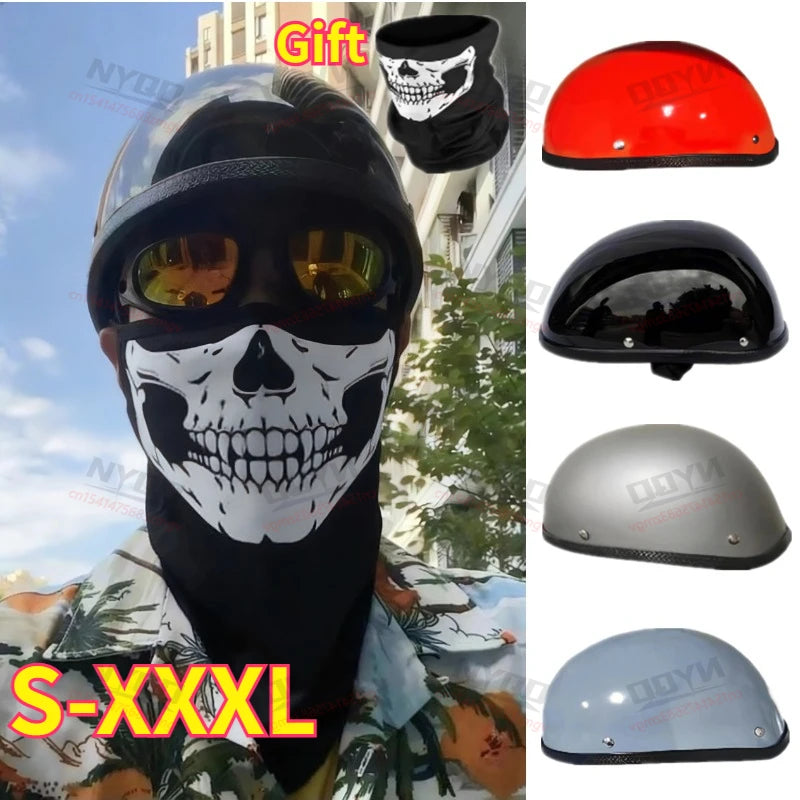 Vintage Retro German Soldier Half Helmet Fiberglass Shell Lightweight Cruise Off Road Motorcycle Helmet Cool Stylish Design