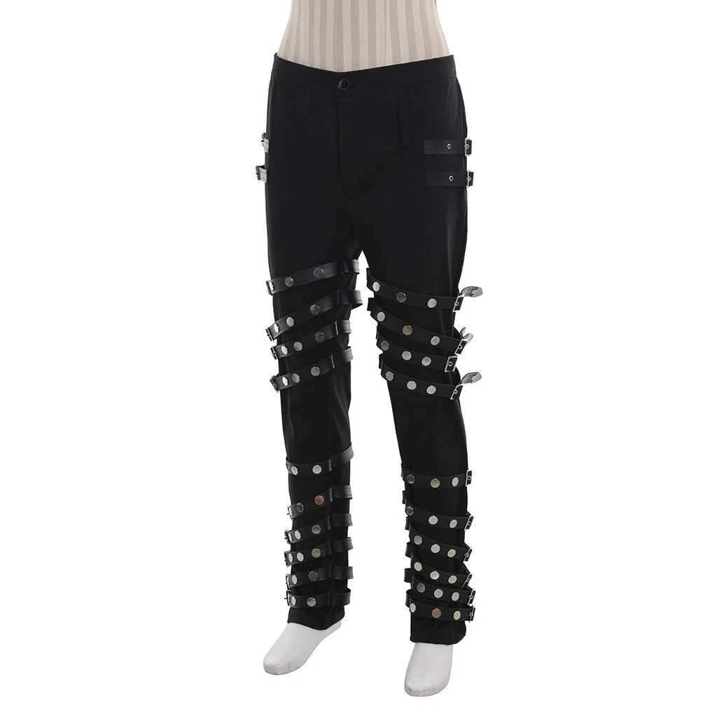 Famous Singer Costume Pants Classic Punk Black Rock Pants Stage Performance Cosplay Costume Rivet Trousers Pants