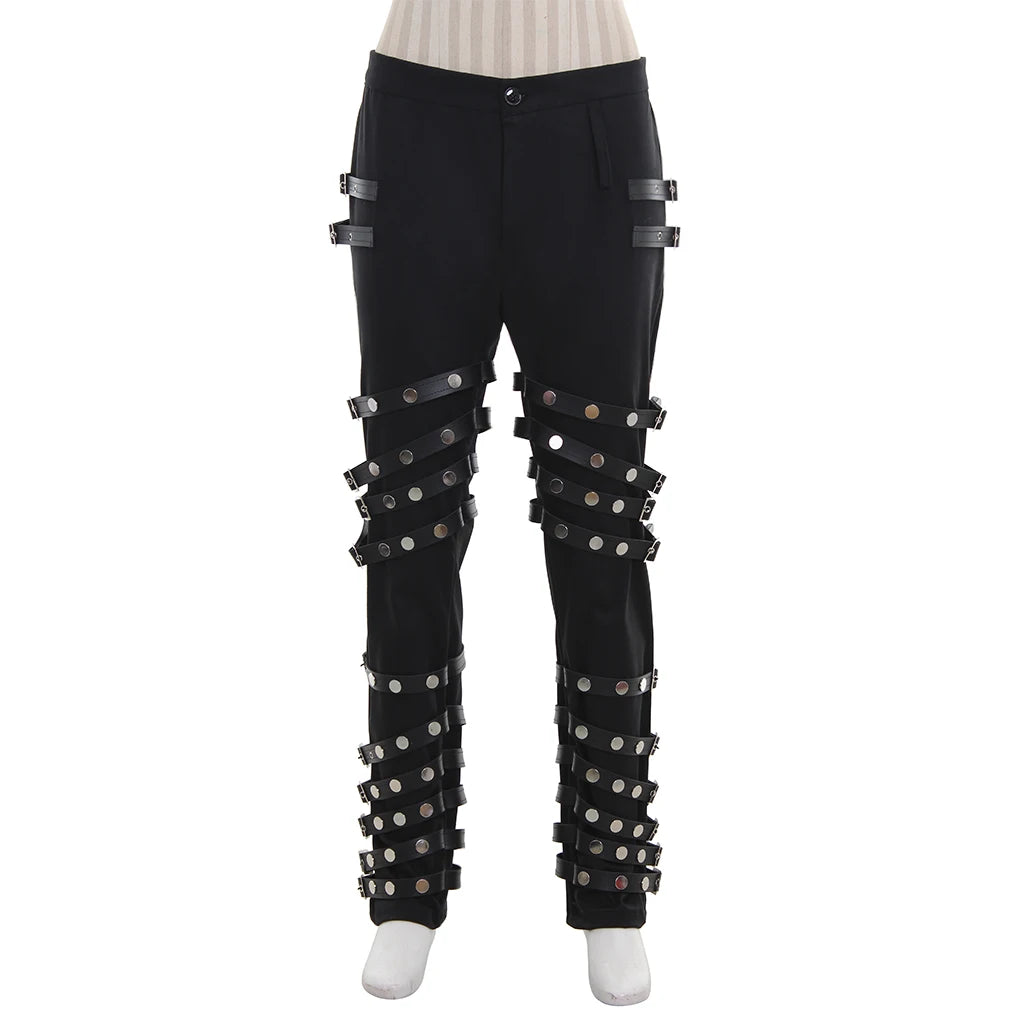Famous Singer Costume Pants Classic Punk Black Rock Pants Stage Performance Cosplay Costume Rivet Trousers Pants