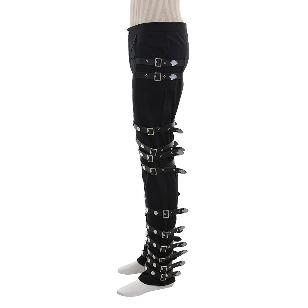 Famous Singer Costume Pants Classic Punk Black Rock Pants Stage Performance Cosplay Costume Rivet Trousers Pants