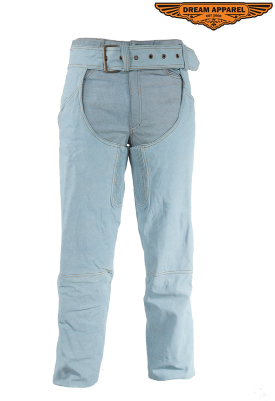 Dream Apparel Denim Look Genuine Leather Chaps