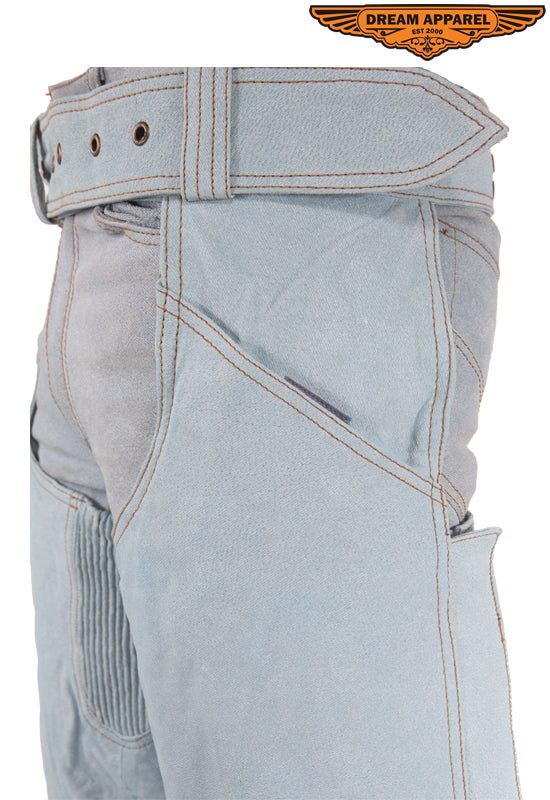 Dream Apparel Denim Look Genuine Leather Chaps