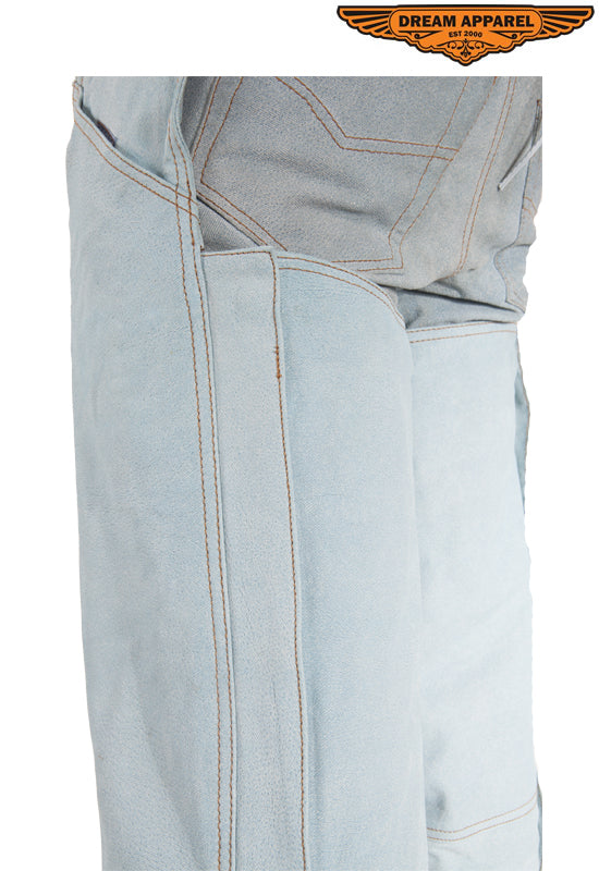 Dream Apparel Denim Look Genuine Leather Chaps