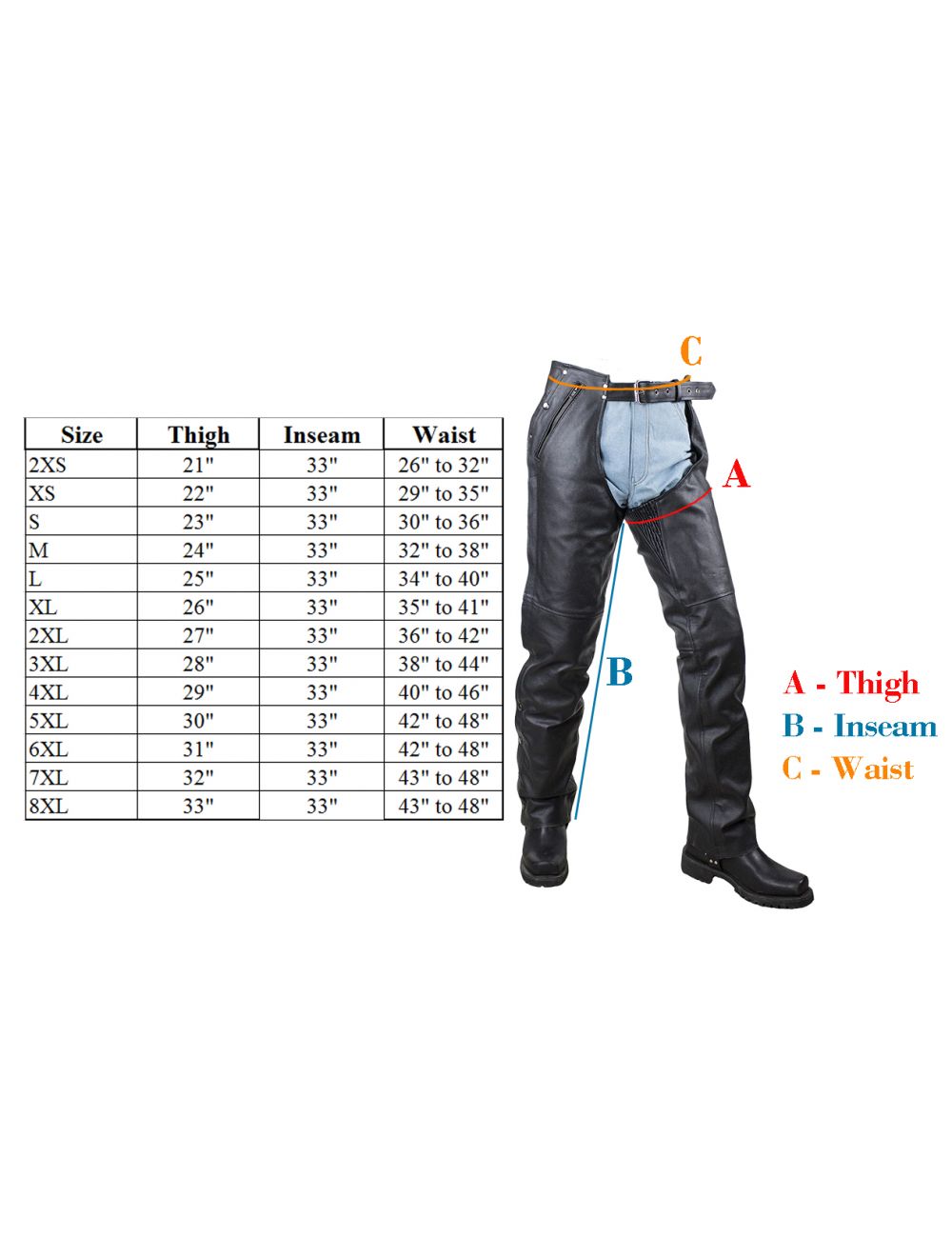 Dream Apparel Denim Look Genuine Leather Chaps