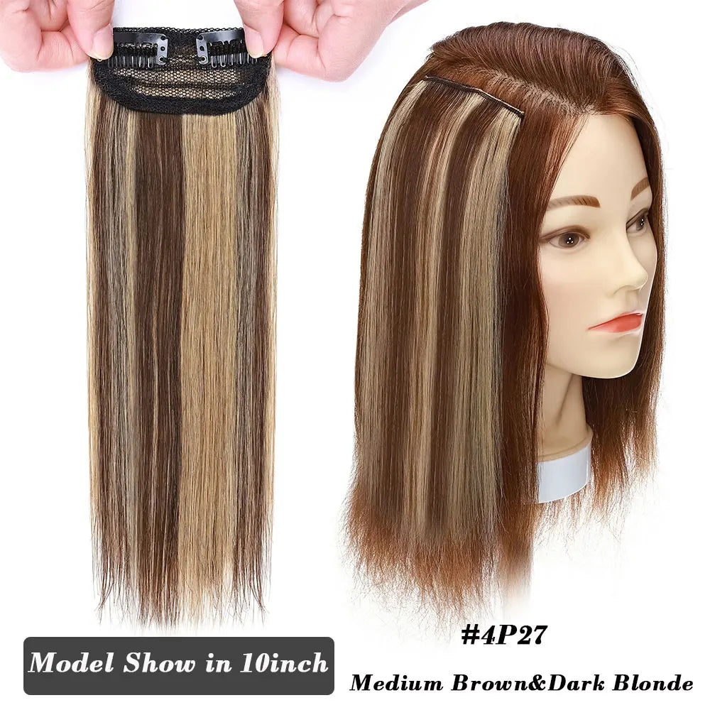 Sego Hair Pads Hairpieces 100% Human Hair Patches Invisible Clip In One Piece Hair Extensions Add Hair Volume 8g-17g