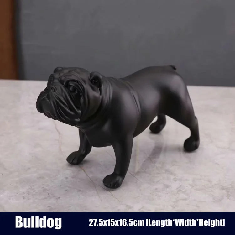 Creative Color Bulldog Chihuahua Dog Statue Figurine Resin Sculpture Home Office Bar Store Decoration Ornament Crafts