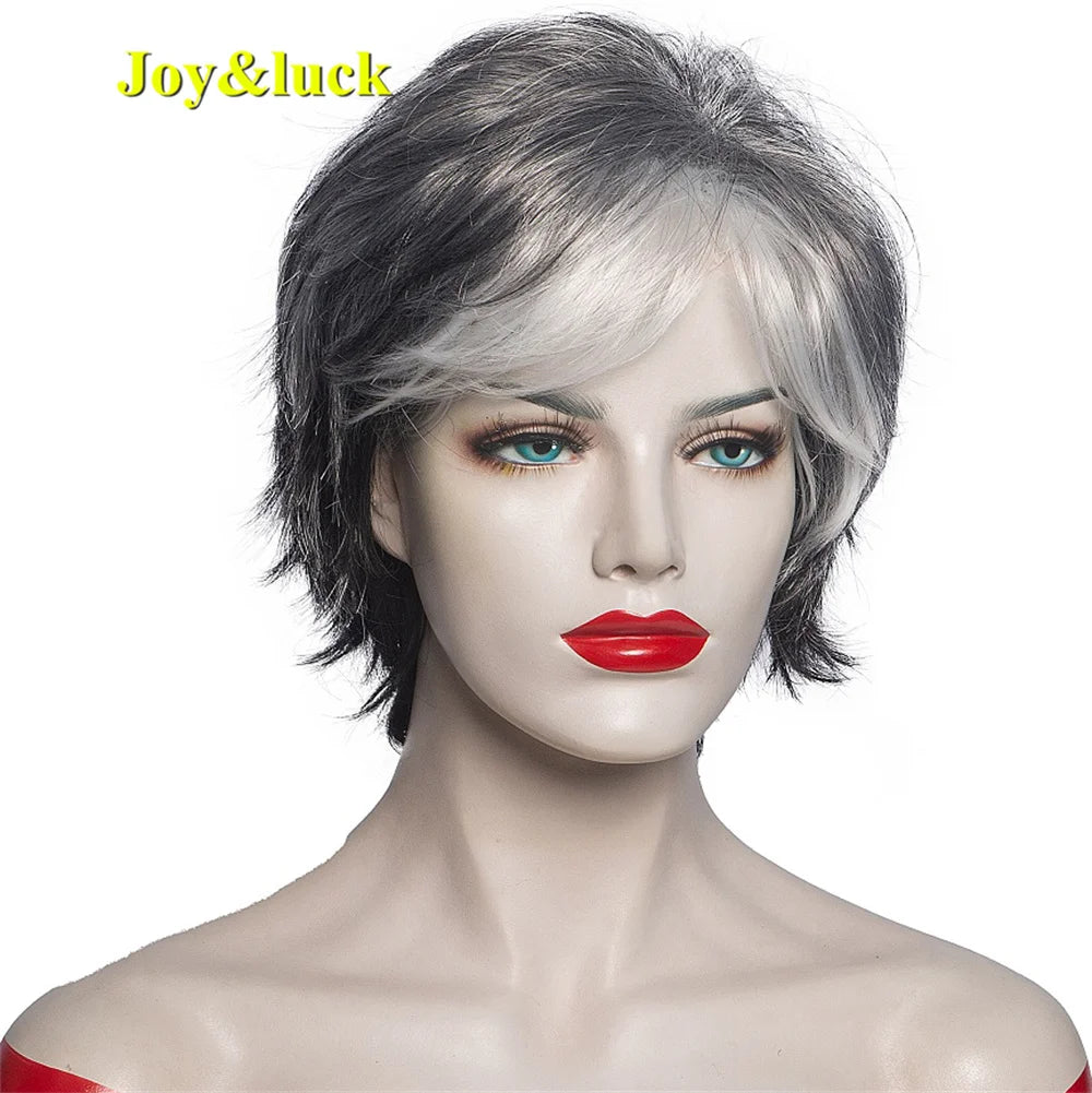 Short Ombre Blonde Wig Synthetic Bob Straight Hair With Bangs Women Natural Daily Wear Wig