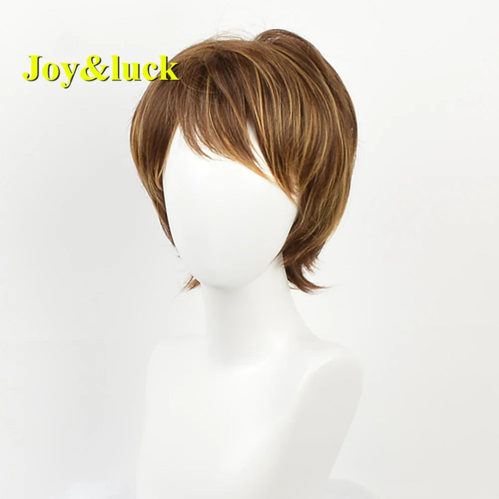 Short Ombre Blonde Wig Synthetic Bob Straight Hair With Bangs Women Natural Daily Wear Wig