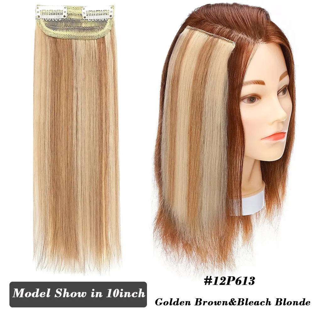 Sego Hair Pads Hairpieces 100% Human Hair Patches Invisible Clip In One Piece Hair Extensions Add Hair Volume 8g-17g