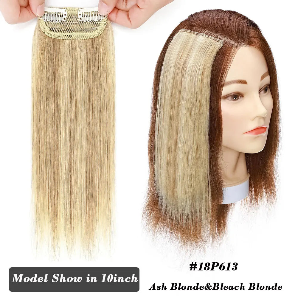 Sego Hair Pads Hairpieces 100% Human Hair Patches Invisible Clip In One Piece Hair Extensions Add Hair Volume 8g-17g