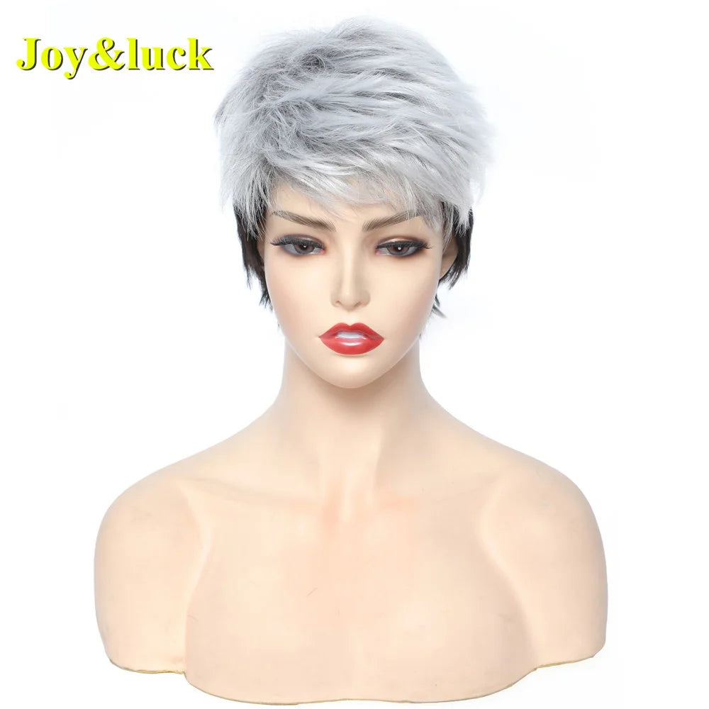 Short Ombre Blonde Wig Synthetic Bob Straight Hair With Bangs Women Natural Daily Wear Wig