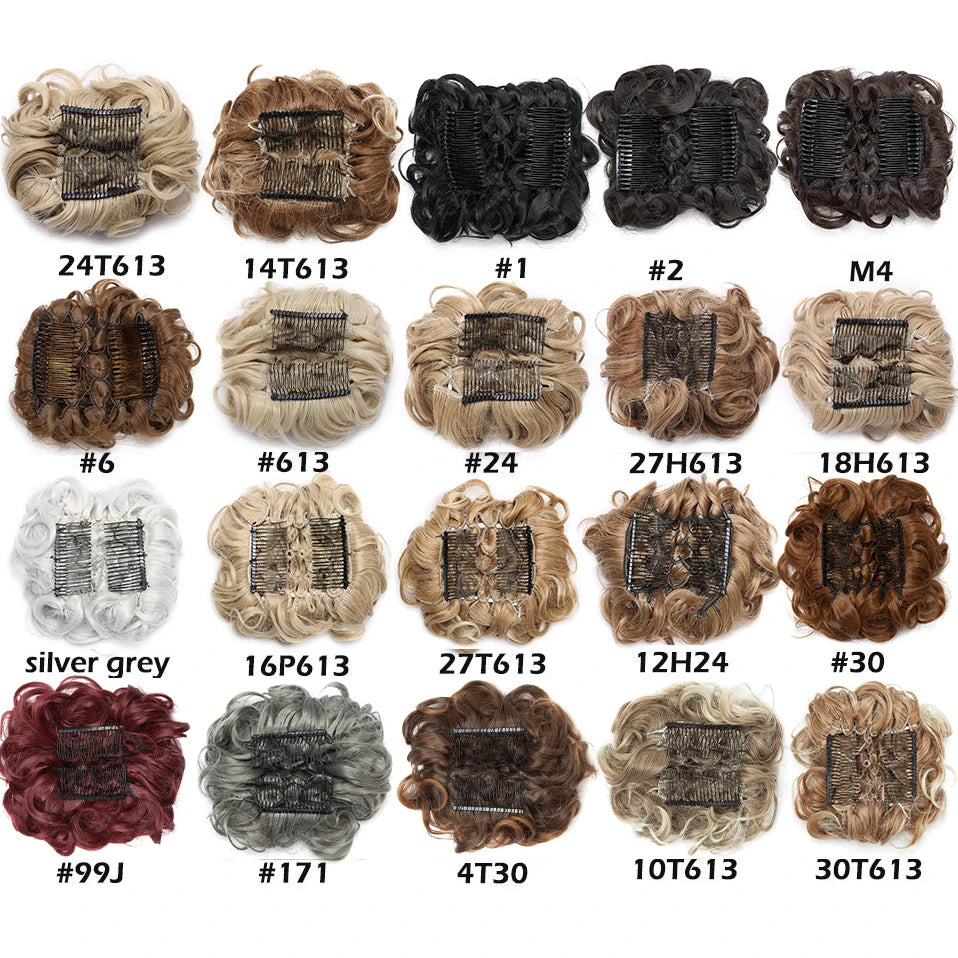 S-noilite Synthetic LARGE Comb Clip In Curly Hair Extension Chignon Hair Pieces Women Updo Cover Hairpiece Extension Hair Bun