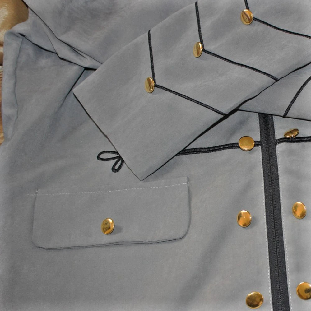 Steampunk Men Gothic Clothing Military Jackets Medieval Vintage Jacket Stand Collar Rock Frock Coat Men's Retro Punk Coat