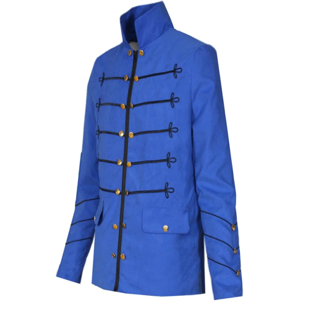 Steampunk Men Gothic Clothing Military Jackets Medieval Vintage Jacket Stand Collar Rock Frock Coat Men's Retro Punk Coat