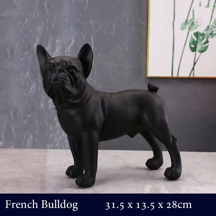 Creative Color Bulldog Chihuahua Dog Statue Figurine Resin Sculpture Home Office Bar Store Decoration Ornament Crafts