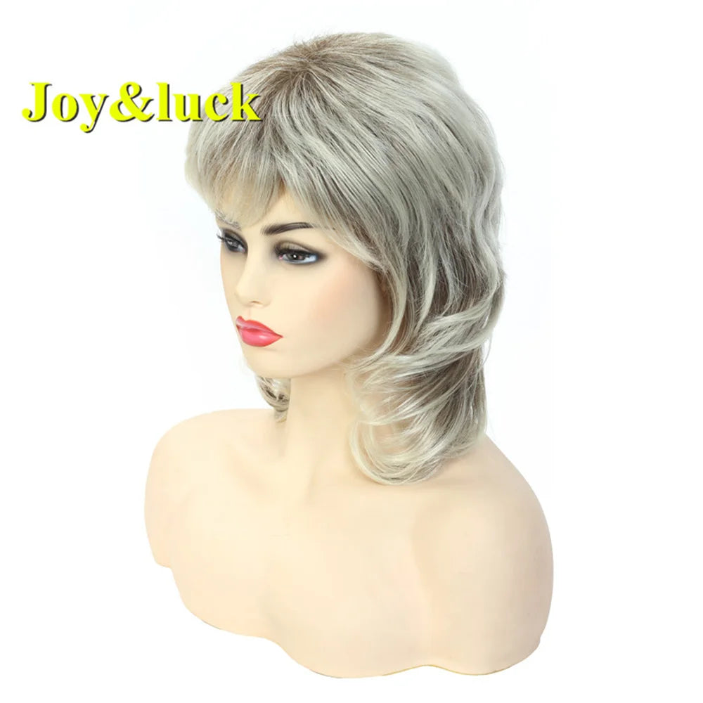 Short Ombre Blonde Wig Synthetic Bob Straight Hair With Bangs Women Natural Daily Wear Wig
