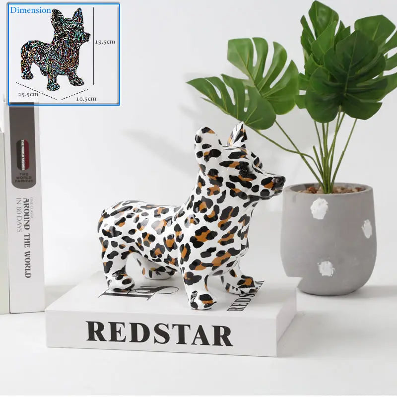 Creative Color Bulldog Chihuahua Dog Statue Figurine Resin Sculpture Home Office Bar Store Decoration Ornament Crafts